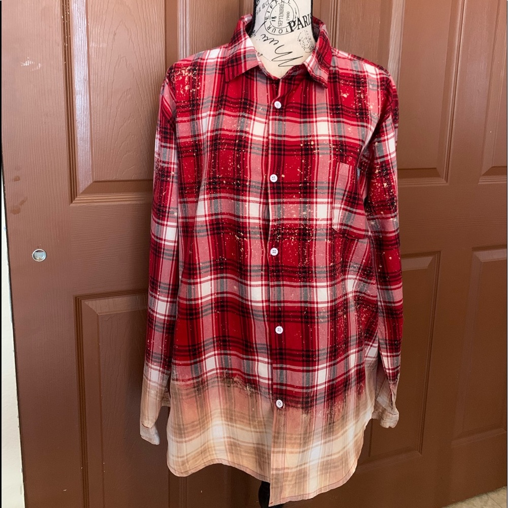 New Bleached Plaid Top
